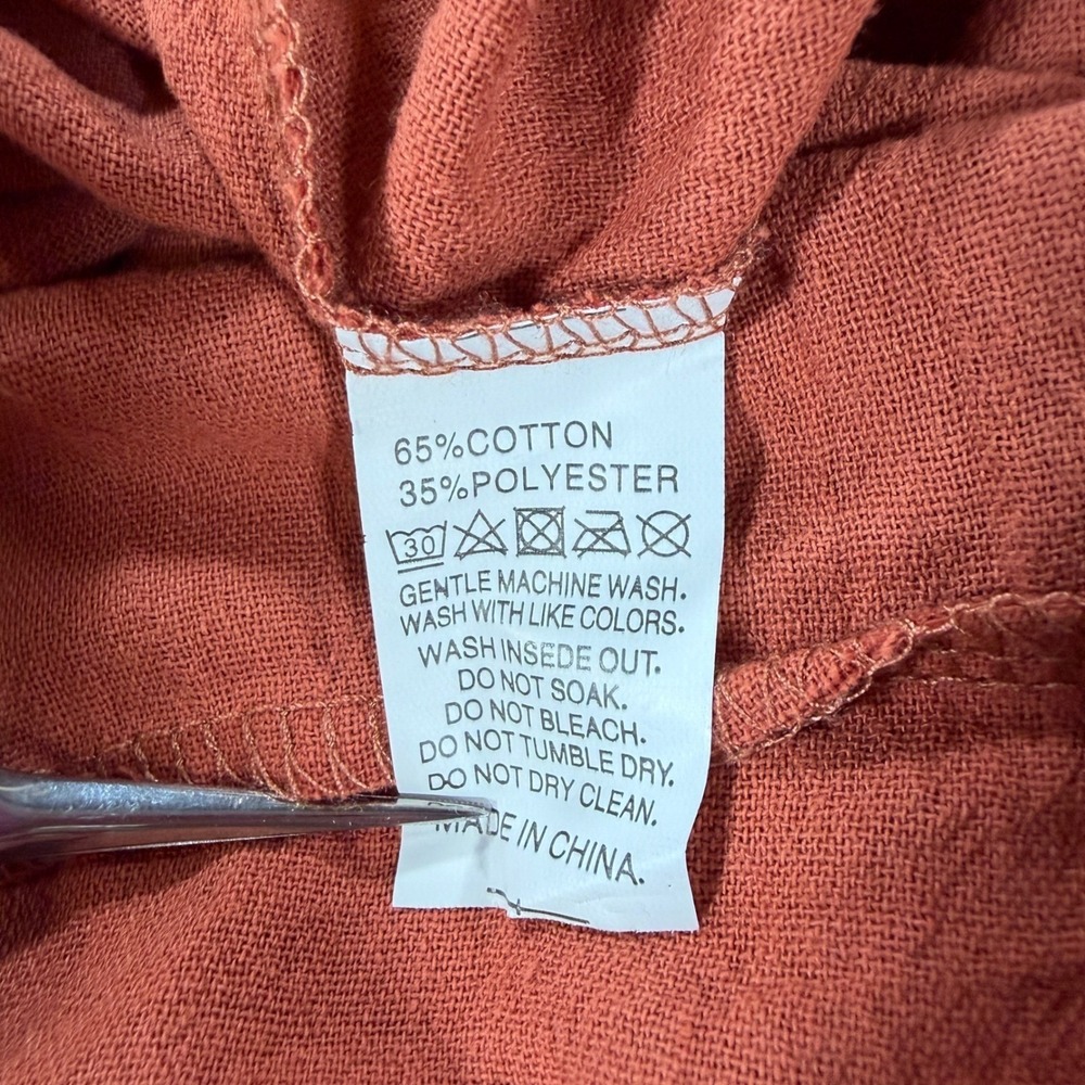 Wide Leg Jumpsuit Womens L/XL Rust Orange Overalls Cottagecore Homestead Flowy - Picture 7 of 7
